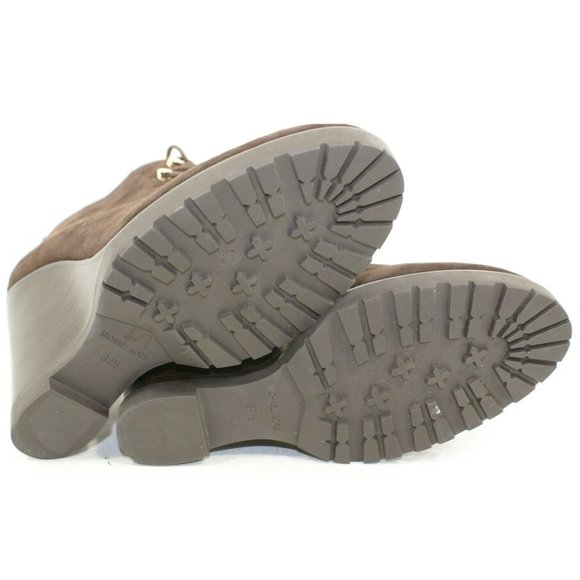 $600 Michael Kors Collection Beth Wedge Booties Boot Rich Suede Brown 37.5 (Z1) - Picture 6 of 8